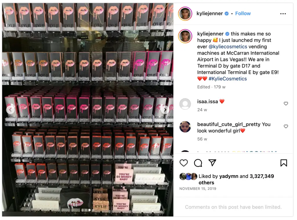 kylie cosmetics vending machine locations